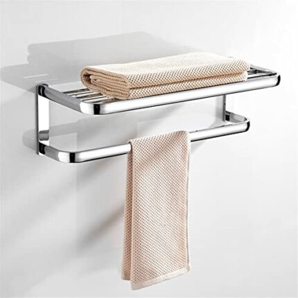 HIGOH Towel Racks, Bathroom Towel Rack Wall Mounted Towel Holder,Electroplating Bright Chrome Plated Copper Material Simple Bathroom Towel Rack