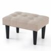 BRIAN & DANY Small Footstool Ottoman, Linen Wooden Foot Stool Ottoman with Wood Legs, Sofa Footrest Extra Seating for Living Room Entryway Office