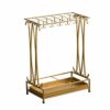WALNUTA Metal 12-Slot Freestanding Umbrella Stand Storage Rack with Hooks and Removable Drip Tray