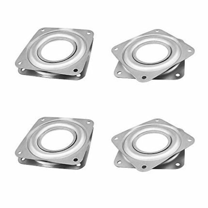 LUCY WEI 4 Pcs Square Rotating Swivel Plate,Turntable Bearing with Steel Ball Bearings for bar stools,Chairs,stools - 360 Degrees Black Rotating