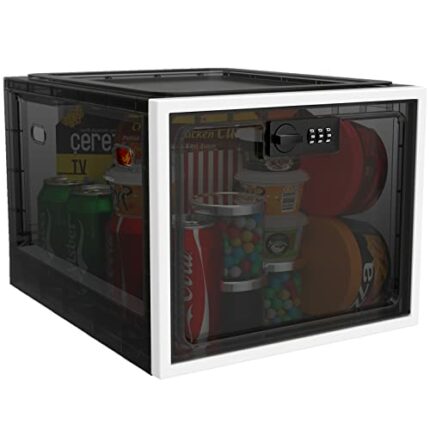 iBune Lockable Box, lockable Medicine Storage Box, Transparent Lock Box for Medicine/Phone/Food/Home Safety (Black)