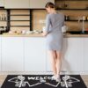 Beyond Your Thoughts Halloween Kitchen Rug Mat Set 2023 New Non Slip Decorative Skeleton Black White Soft Floor Mat for Kitchen Bedroom Indoor Ha