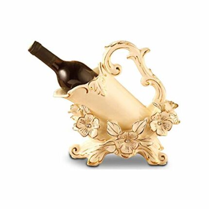 KXDCZ Ceramic Wine Rack-European Antique Carved Plum Flower Ceramic Retro Wine Racks Creative Free Standing Wine Bottle Holder Red Living Room Ta