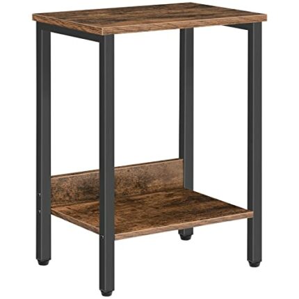 MAHANCRIS End Table, Side Table with Storage Shelf, Nightstand for Small Spaces, Industrial Bedside Table, Steel Frame, sofa side table for Livin