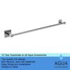Agua Accessories Towel Rails Wall Mounted 65cm, Stainless Steel Towel Rack Hanging Cloths for Bathroom, Chrome Kitchen Square Towel Holder Bar is