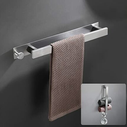 ZENG Towel Holder No Drilling Stainless Steel Guest Hand Towel Holder Self-Adhesive Towel Rail Wall Mounted Bathroom Towel Rack Adhesive 40 cm wi