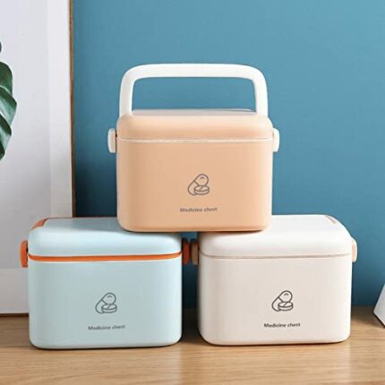 Jadeshay Family Storage Box with Buckle Double Layered Storage Cabinet with Large Capacity First Aid Kit Colour Macaron(White)