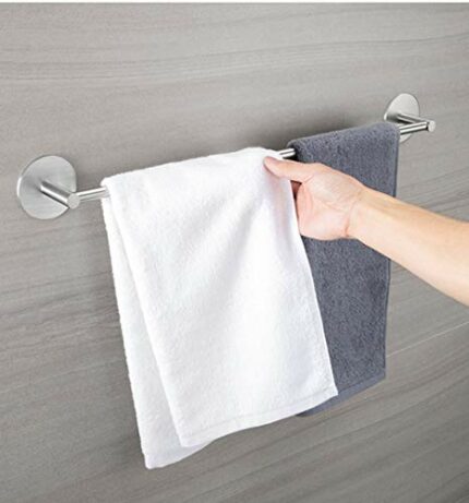 Bathroom Towel Rail Wall Mounted,Stainless Steel Towel Bar Rail 40 cm / 15.7 in, Round Towel Bar Bail Rack Bathroom or Kitchen Accessory, Silver