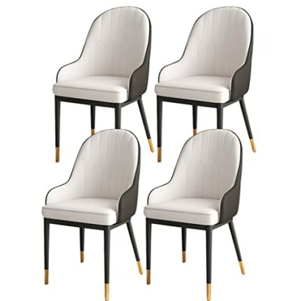 Kitchen Dining Room Furniture Chairs Dining Chairs Set Of 4 Modern High Back Soft Seat PU Leather Living Room Chairs with Metal Legs Kitchen Loun