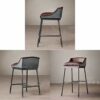 DINGZZ Bar Stools with Back Counter Height Barstools Set of PU Leather Bar Chairs for Kitchen and Patio (Brown)