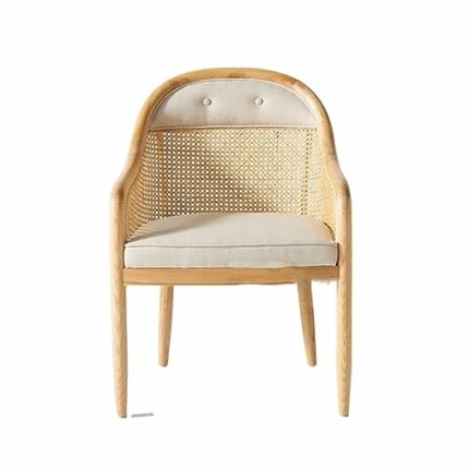LXXSH Office Kitchen Armrest Dining Chair Rattan Outdoor Dining Ergonomic Chair Wooden Party Furniture (Color : D, Size : Light Grey)