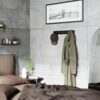 Umbra Modern, Simple and Space-Saving Rack with 5 Movable Hooks for Jackets, Coats, Scarves, Handbags and Mor, Wood/ABS, Black, 5 Haken