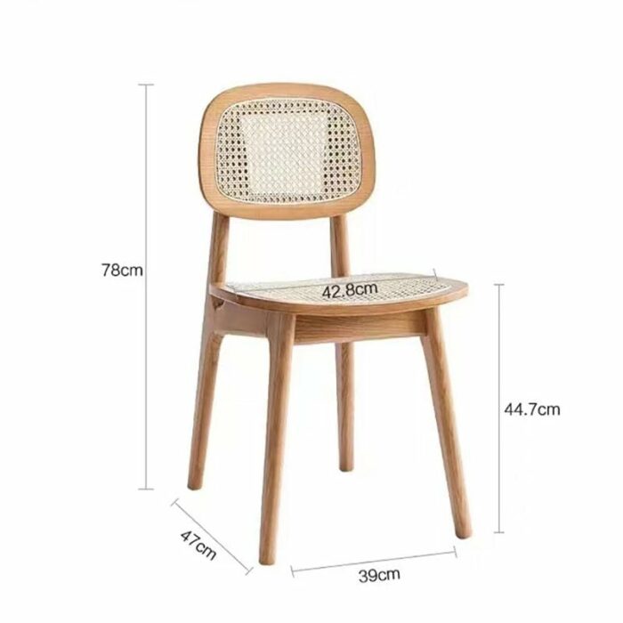 WALNUT Solid Wood Dining Room Chairs Household Rattan Woven Chair With Backrest Simplicity Durable