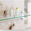 Towel Rack Wall Mount Bathroom Shelf with Hooks Multifunctional Space Aluminum Material 7Mm Tempered Glass Shelf Towel Rack/15 * 50Cm