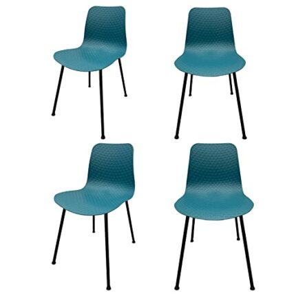 U2PICK Dining Chair Dining Chairs Set of 4 Teal Contemporary Lounge Dining Home Office Plastic Seat Armless Chairs with Metal Legs, 45.5 x 53.5 x