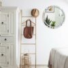 Wall Mirror Crystal Crush Diamond Round Mirrors for Wall 50x50cm Frameless Silver Mirror for Hallway Bathroom Bedroom Decor
