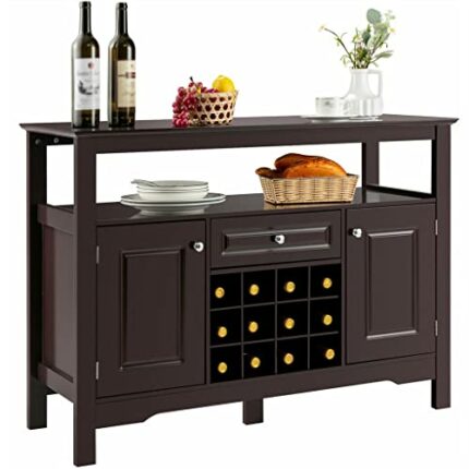 DSHGDJF Storage Buffet Table Kitchen Brakes Wine Rack Brown Dining Cabinet Kitchen Furniture