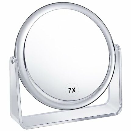1X/7X Magnifying Makeup Mirror Double Sided Vanity Mirror 360° Rotation Tabletop Mirrors Bathroom Mirror for Travel,Crystal-Style