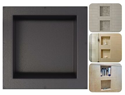 Uni-Green Ready For Tile Shower Niche 16x16 Recessed Easy and Quick Installation Flapped Over Thin Flange Shower Shelf Insert for Organizer Stora