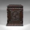 Small Antique Carved Coffer, English Oak, Gothic Revival, Blanket Box, Victorian
