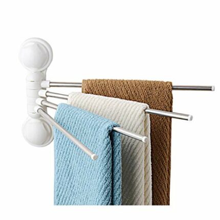N/A Swivel Towel Bar 304 Stainless Steel 4-Arm Bathroom Swing Hanger Towel Rack,Wall Mount Punching-Free for Kitchen, Bathroom, Toilet