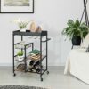 BHVXW Serving Cart Metal Frame Rolling 4-Tier Kitchen Bar Cart Rolling Wine Rack Removable Tray Basket