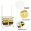 BHVXW 6 Drawer Rolling Storage Cart Hanging Bar Office Dining Room Kitchen Handle Dining Cart (Color : Svart, Size : 1pcs)