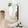 Black Arch Medicine Cabinet With Mirror, Recessed Medicine Cabinet Or Surface Mount - 16" x 27" In, Black Farmhouse Bathroom Medicine Cabinet Wit