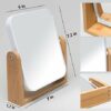 YEAKE Vanity Makeup Mirror with Natural Bamboo Stand,8 Inch 1X/3X Magnification Double Sided 360 Degree Swivel Magnifying Mirror,Portable Table D
