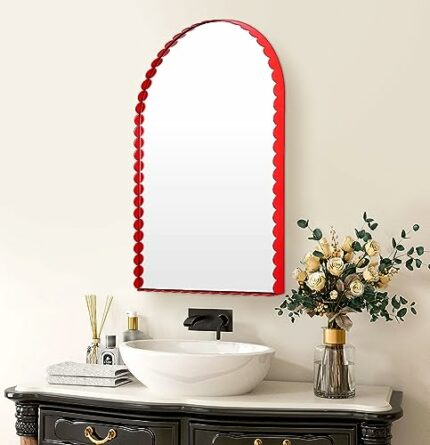 Toprise Arched Wall Mirror for Decor 30×20 Inch, Modern Arched Vanity Wall-Mounted Mirror for Living Room, Bathroom, Bedroom, Washroom, Entryway(