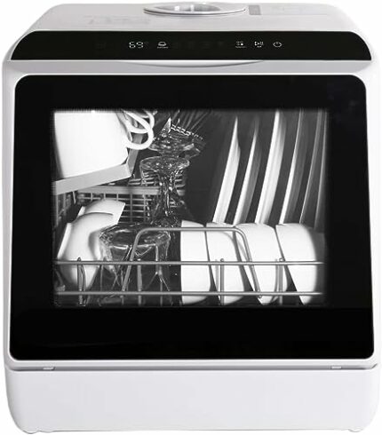 eklipt Table Top Dishwasher, Mini Countertop Dishwasher with 6 Programs, Built-in 5L Water Tank Dual Water Supply Modes with Touch Control, LED D