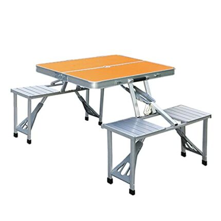Wgwioo Camping Table Siamese Tables And Chairs, 4 in 1 Portable Set Up A Stall Travel Picnic Table And Chair Set, Outdoor Get Together Folding Ta