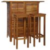 DINGZZ Bar Tables and Chairs Set Dining Room High Top Counter Height Table Set for 2 Solid Acacia Wood