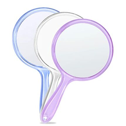 QLXIHYW Hand Mirror 1X/3X Magnifying Mirror Double-Sided Handheld Mirror for Women Girls Makeup Travel Daily Use (3 Pieces)