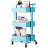 DINGZZ 3-Tier Kitchen Storage Carts Wheels Trolley Bathroom Storage Organization Cart With Wheels Storage Shelves