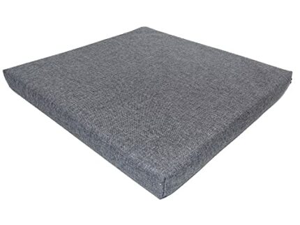 2 x Home Grey Memory Foam Garden Outdoor Chair Seat Pads Pillows Cushions 40x40x4cm Made in Cornwall.