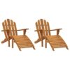 vidaXL 2x Garden Adirondack Chairs with Footrests Armchair Reclining Chair Patio Outdoor Furniture for Fire Pit Beach Poolside Porch Solid Wood T