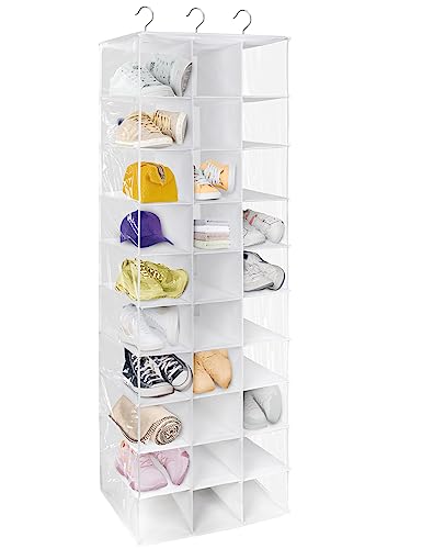 coastal rose Hanging Shoe Closet Organizer, 30 Sections Hanging Closet Organizers and Storage Shelves with 6 Mesh Pockets, Space Saving Shoe Rack