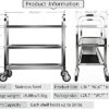Dardoo 3 Tier Stainless Steel Serving Catering Trolley on Wheels Kitchen Utility Cart Kitchen Storage Cart with Locking Brakes for Kitchen Hotel