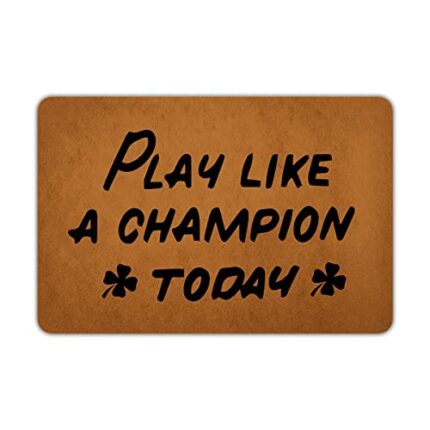 Ytanie Welcome Mats for Front Door Outdoor Entry Play Like A Champion Today Doormat Non Slip Rubber Mat for Home Indoor Farmhouse Funny Kitchen R