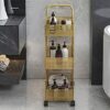 BHVXW Scandinavian Iron Shelves Bedroom Kitchen Metal Removable Bathroom Storage Rack With Wheels Trolley
