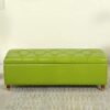 Button-Tufted Leather Storage Bench,Space-Saving Entryway Bench For Living Room Bedroom End Of Bed,Rectangle Upholstered,Light Brown,60X40X45Cm