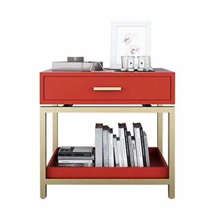 CZDYUF Bedside Table - Out of Wood in Red, Table with Drawers