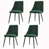 Velvet Dining Chairs Set Of 4 Black Metal Legs Lounge Chairs for Living Room Office Restaurant (Color : Grey)