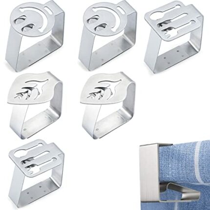 6 Pcs Tablecloth Clips, creative tablecloth clip Thickened Stainless Steel Tablecloth Clips Decorative Tablecloth Clips Non-Slip Tablecloth Holde
