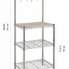 Amazon Basics Kitchen Storage Baker's Rack with Wood Table, Chrome/Wood, 61 cm Wide