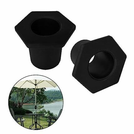 Auswalar 2 PCS Black Parasol Base Hole Ring,Outdoor Patio Table Umbrella Hole Insert Plug Silicone Umbrella Replacement Parts,Parasol Keep Stabil