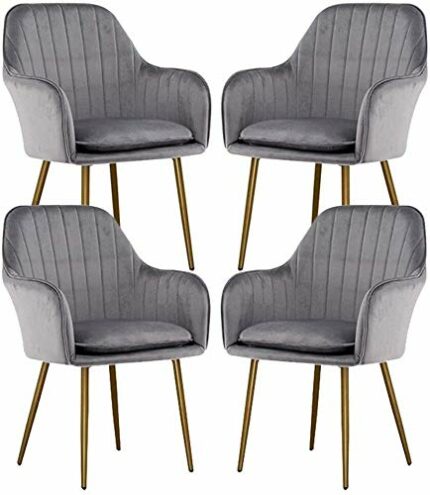 dining chair Kitchen Dining Room Furniture Chairs Velvet Dining Chairs Set Of 4,Sturdy Metal Feet with Armrests and Backrest Kitchen Living Room