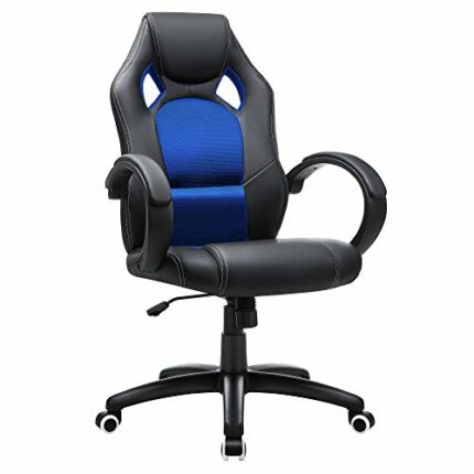SONGMICS Racing Sport Office Chair with Tilt Function Computer Desk Swivel Chair PU Blue OBG56LUK