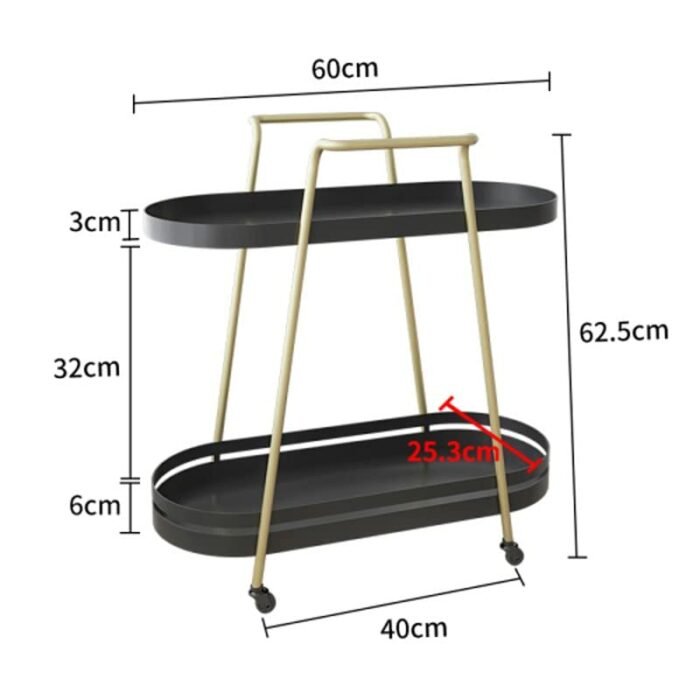 BHVXW Living Room Sofa Side Home Balcony Movable Small Push Kitchen Storage Rack (Color : Argento, Size : 62.5CM*60CM)